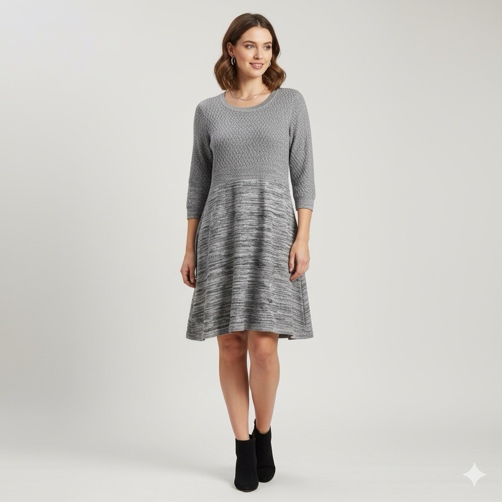 Lane Bryant Sweater‎ Dress Gray sparkly Knit 3/4 sleeve size 18/20 cotton winter